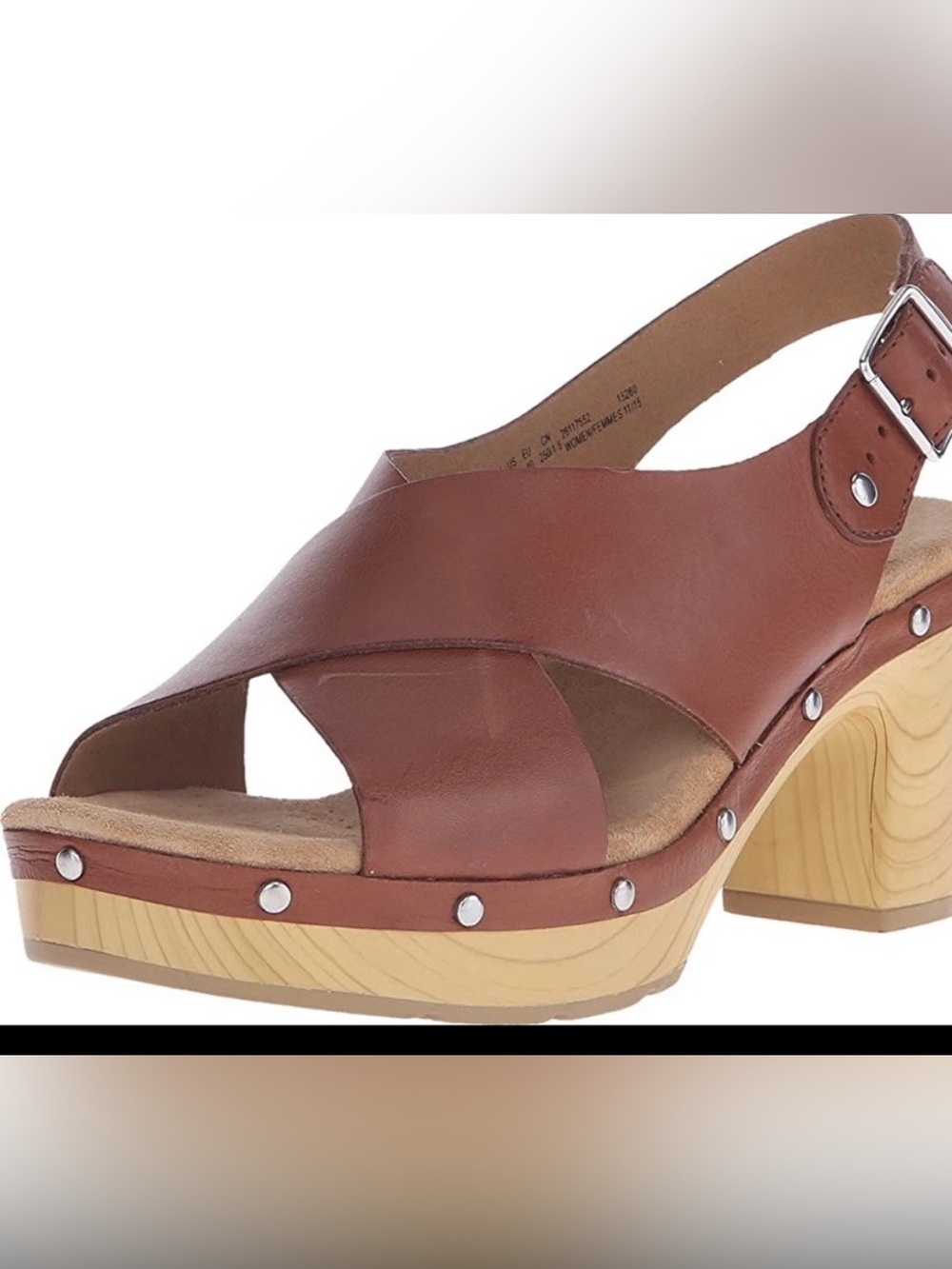 Clarks Artisan Ledella Club Slingback Sandals in brown leather with studs clog